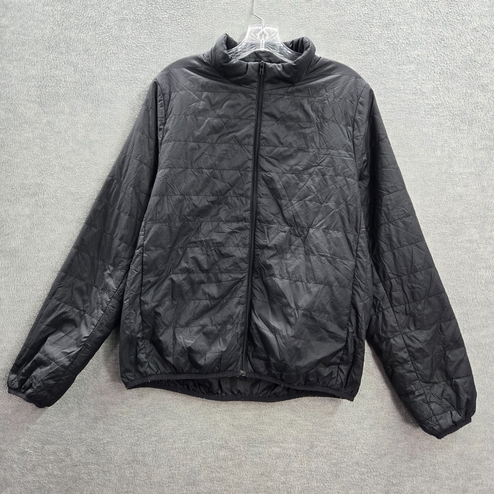 PINK Victoria's Secret Women Jacket Large Black Puffer Mock Neck Full Zip Pocket